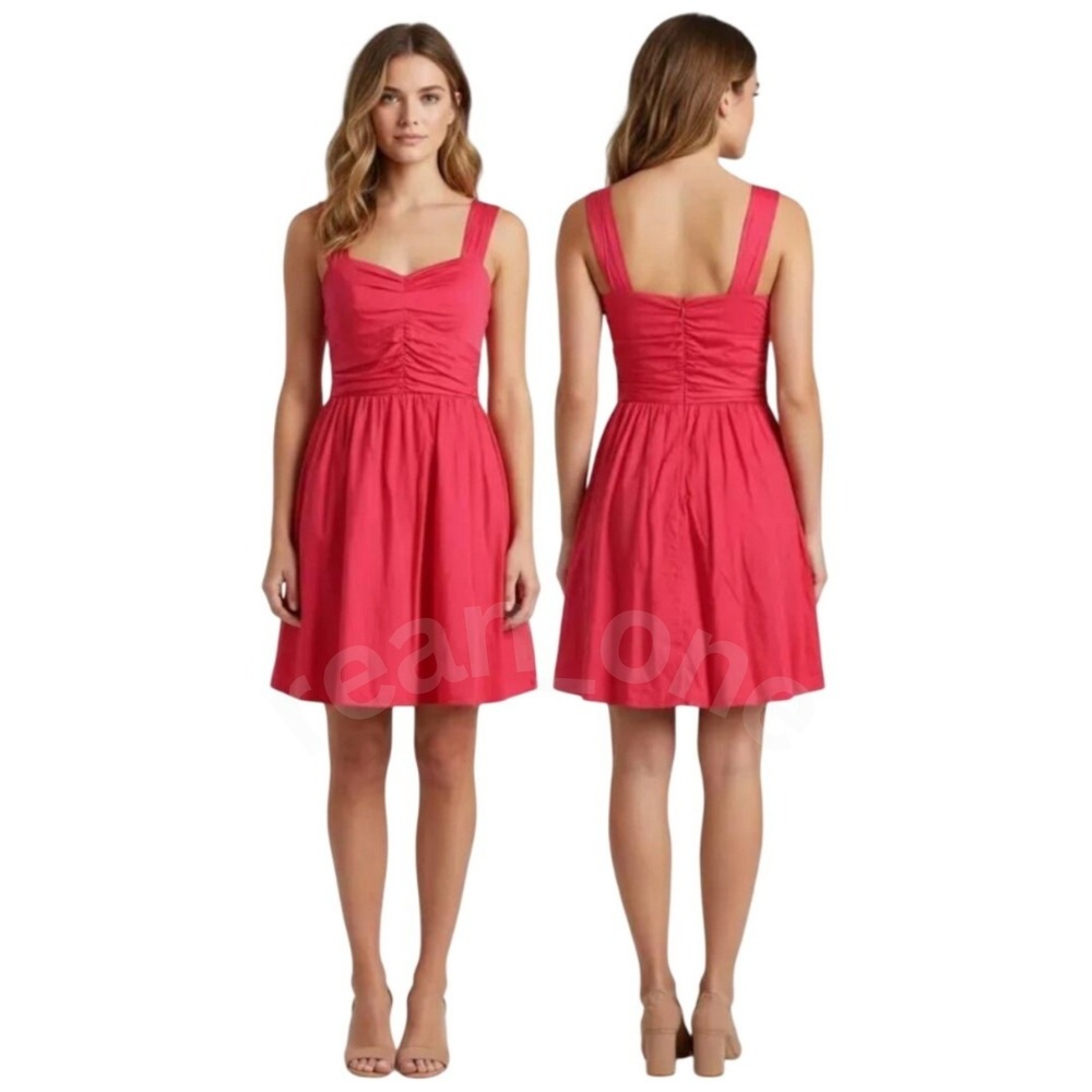 EXPRESS Women's Sweetheart Neckline Ruched Bodice Hot Pink Mini Dress Size 12 - Picture 1 of 12